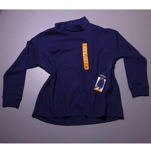 NWT Lands End Long-sleeve waffle funnel neck top blue XXL